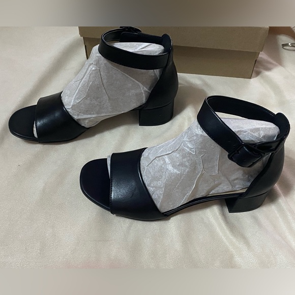 Clarks Collection Elisa Dedra Dress Sandals Block Heel Ankle Strap Black Size 6 - Picture 7 of 11